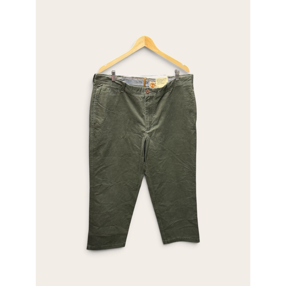 Timberland Mens Olive Green Flat Front Cotton Twill Pants 40x30 NWT
